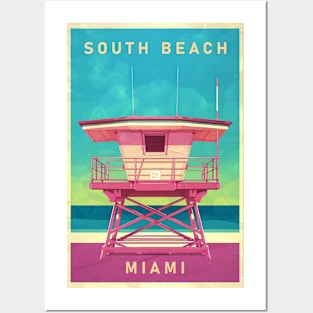 Miami Vintage Travel Poster Posters and Art